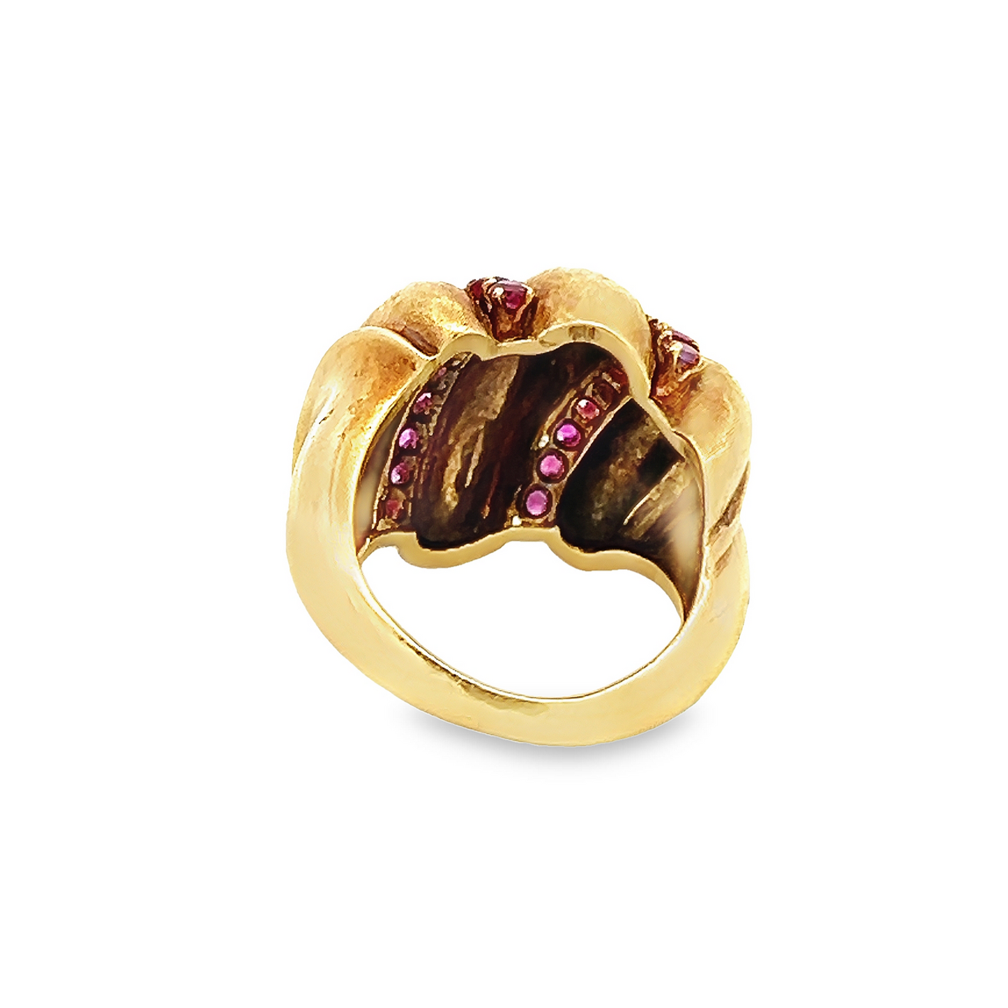 Vintage Ruby 18ct Gold Bombe Cluster Ring