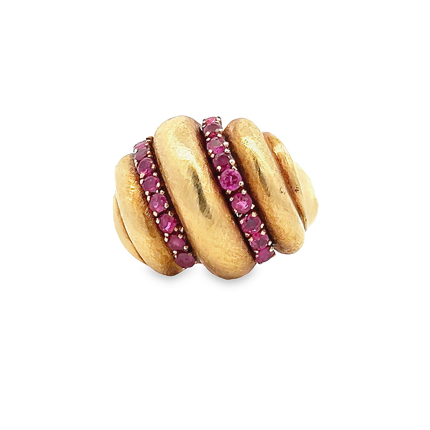 Vintage Ruby 18ct Gold Bombe Cluster Ring