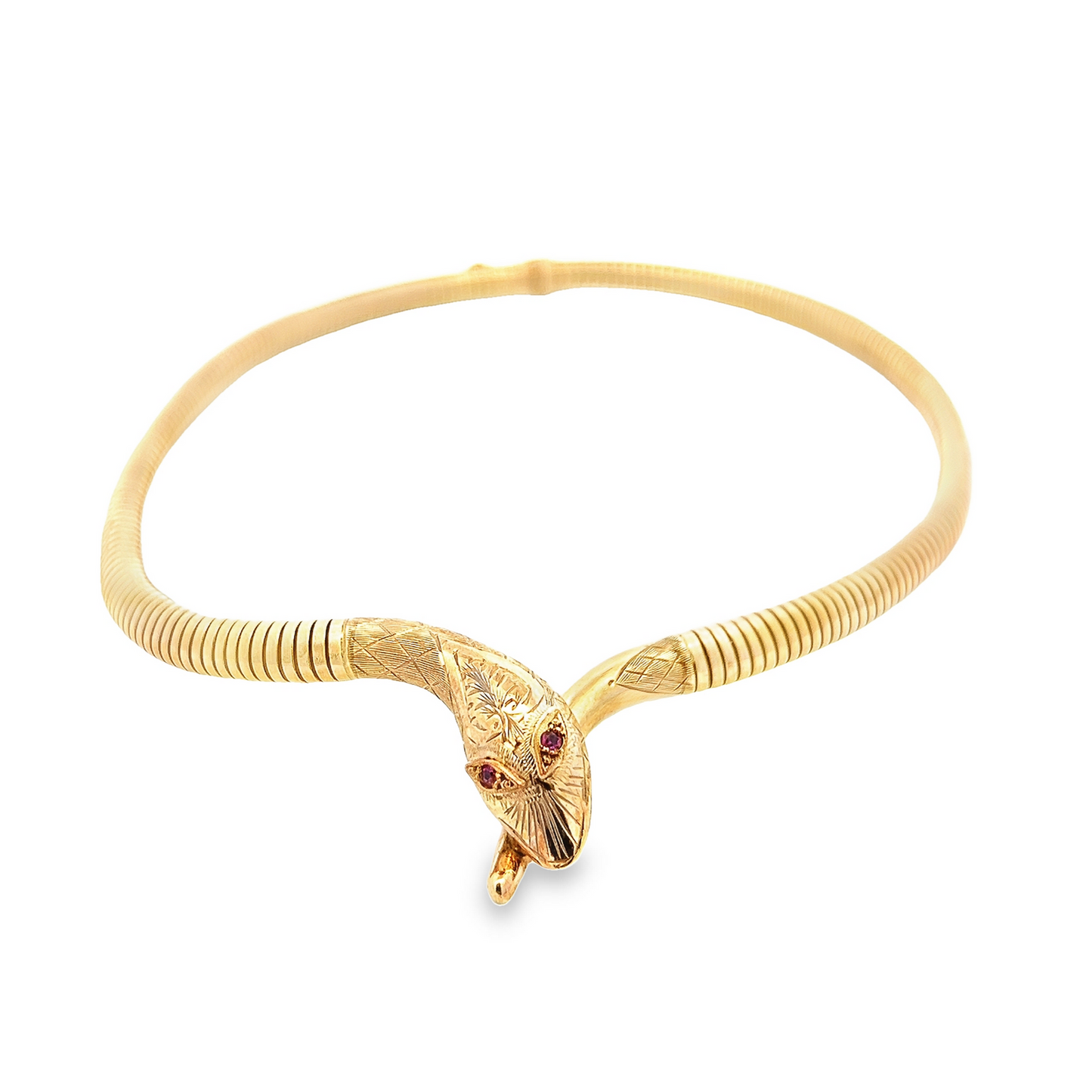 Vintage Ruby Eyed 9ct Gold Articulated Snake Collar