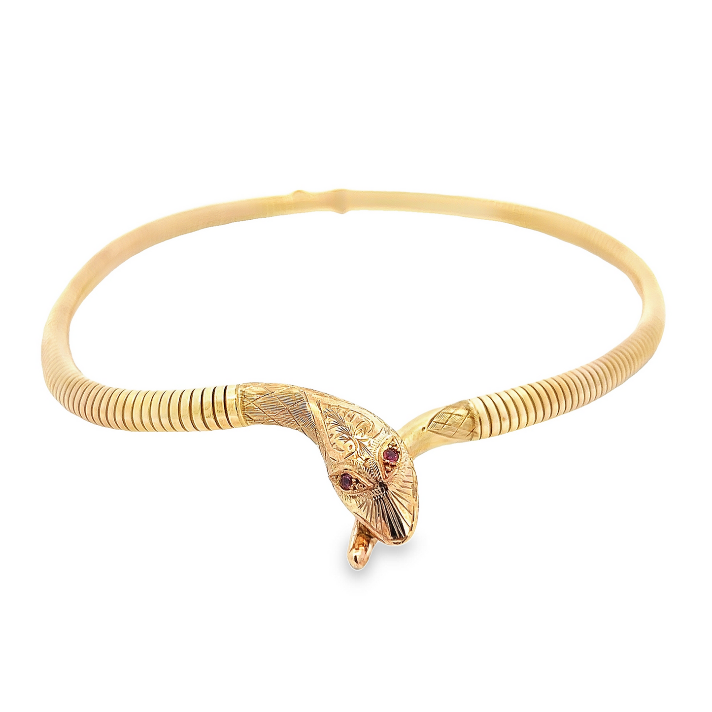 Vintage Ruby Eyed 9ct Gold Articulated Snake Collar