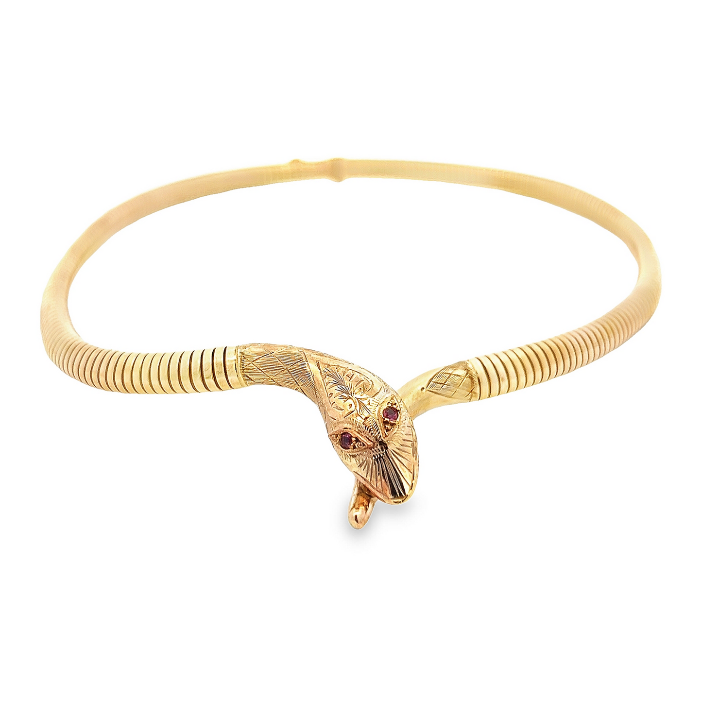 Vintage Ruby Eyed 9ct Gold Articulated Snake Collar