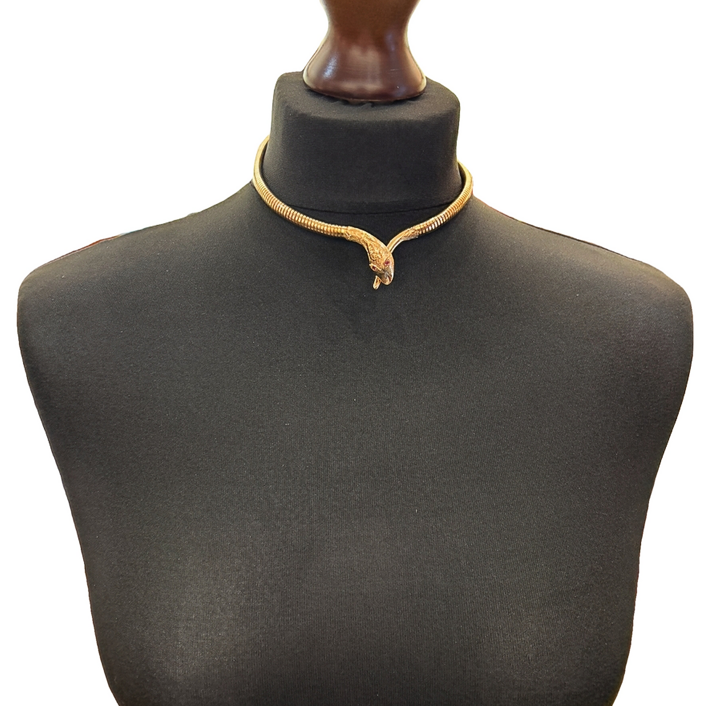 Vintage Ruby Eyed 9ct Gold Articulated Snake Collar
