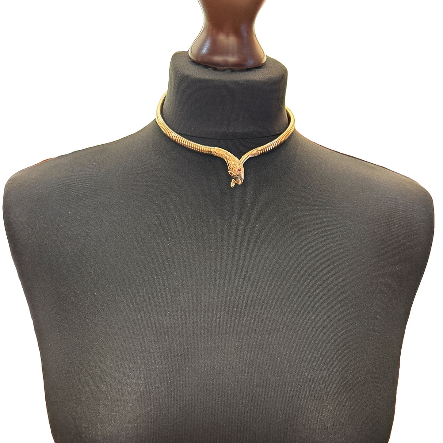 Vintage Ruby Eyed 9ct Gold Articulated Snake Collar