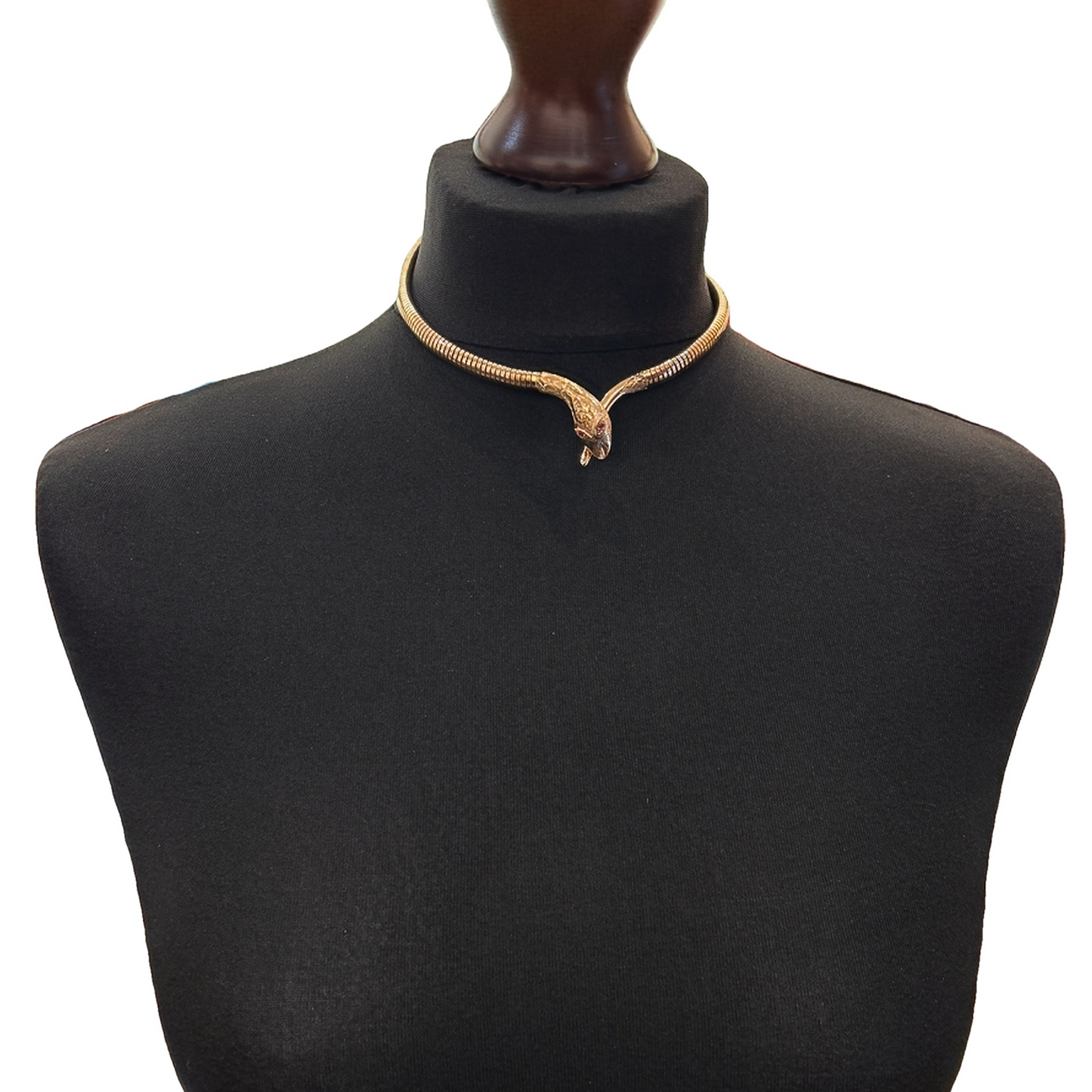 Vintage Ruby Eyed 9ct Gold Articulated Snake Collar