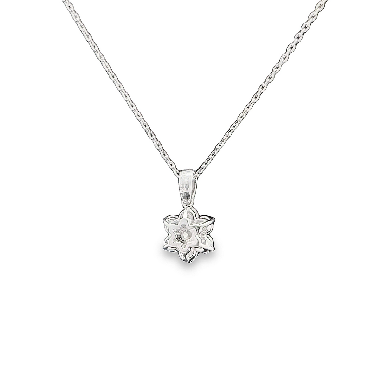 Preloved Diamond 18ct White Gold Star Pendant with 18ct White Gold Chain