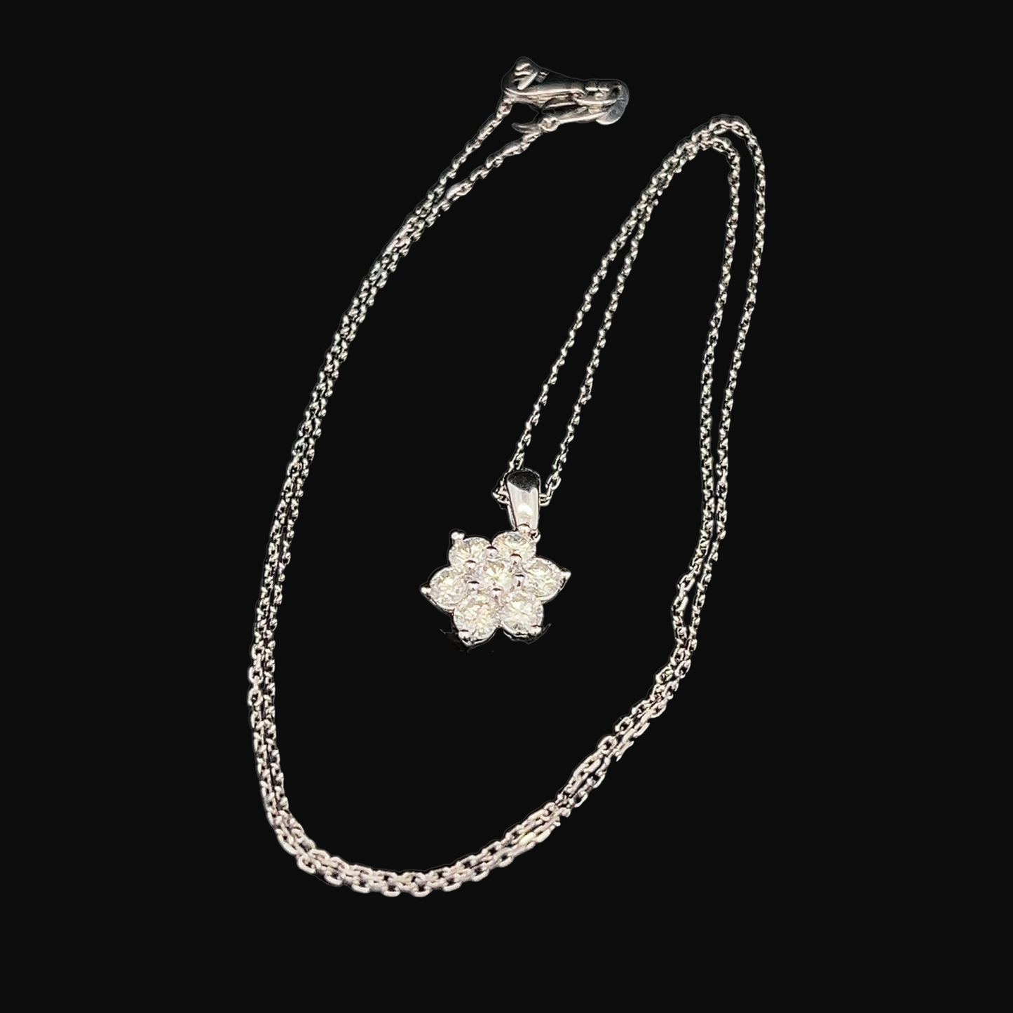 Preloved Diamond 18ct White Gold Star Pendant with 18ct White Gold Chain