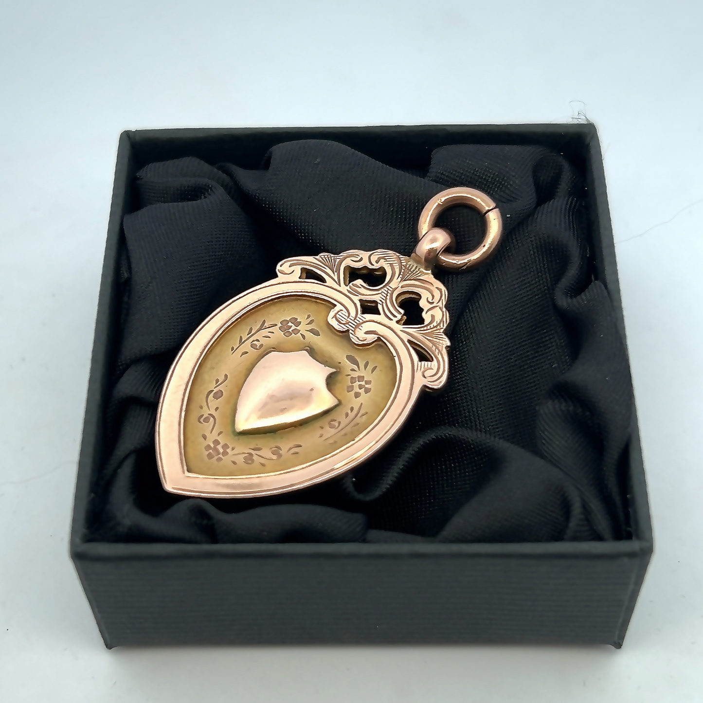 Antique Edwardian Shield 9ct Rose Gold Pendant / Fob