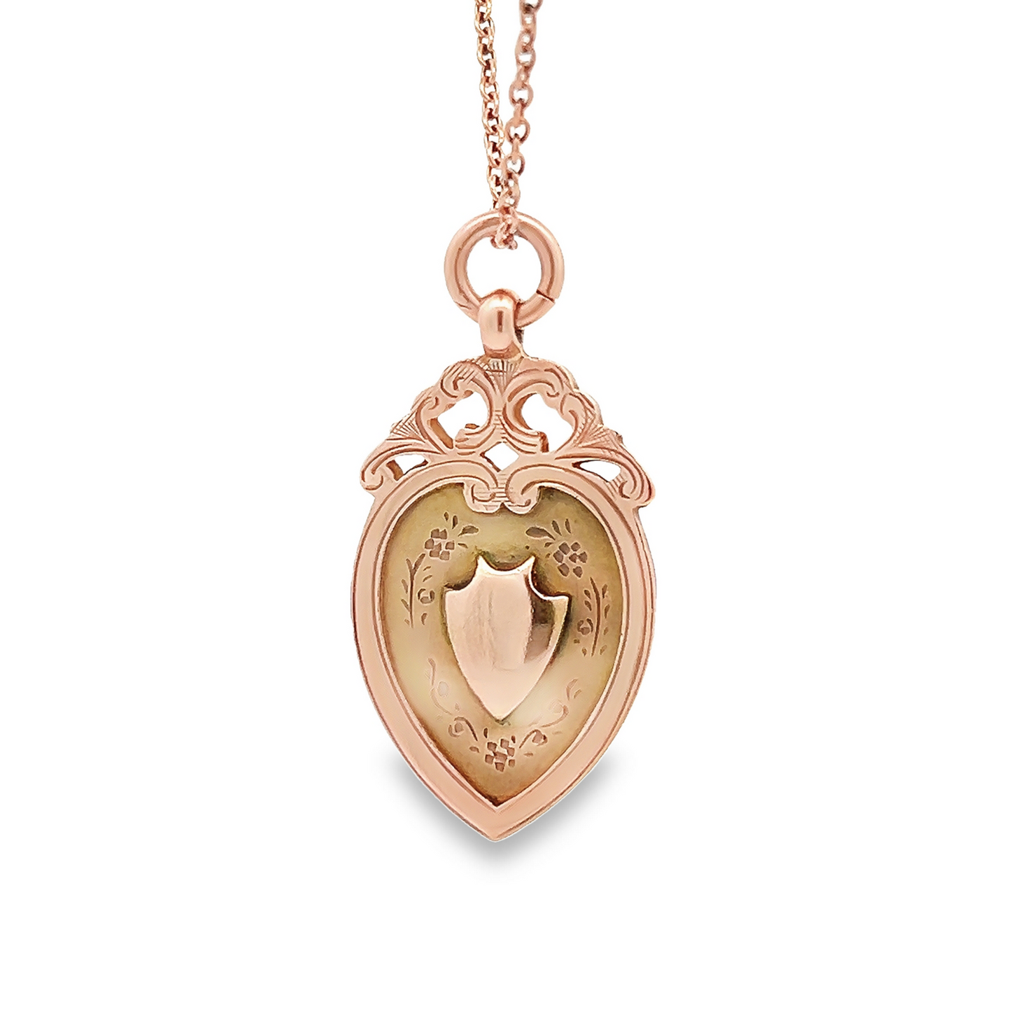 Antique Edwardian Shield 9ct Rose Gold Pendant / Fob