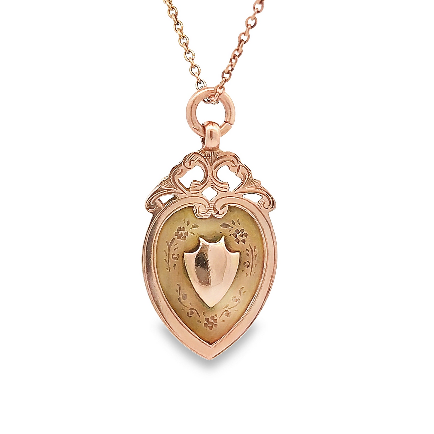 Antique Edwardian Shield 9ct Rose Gold Pendant / Fob