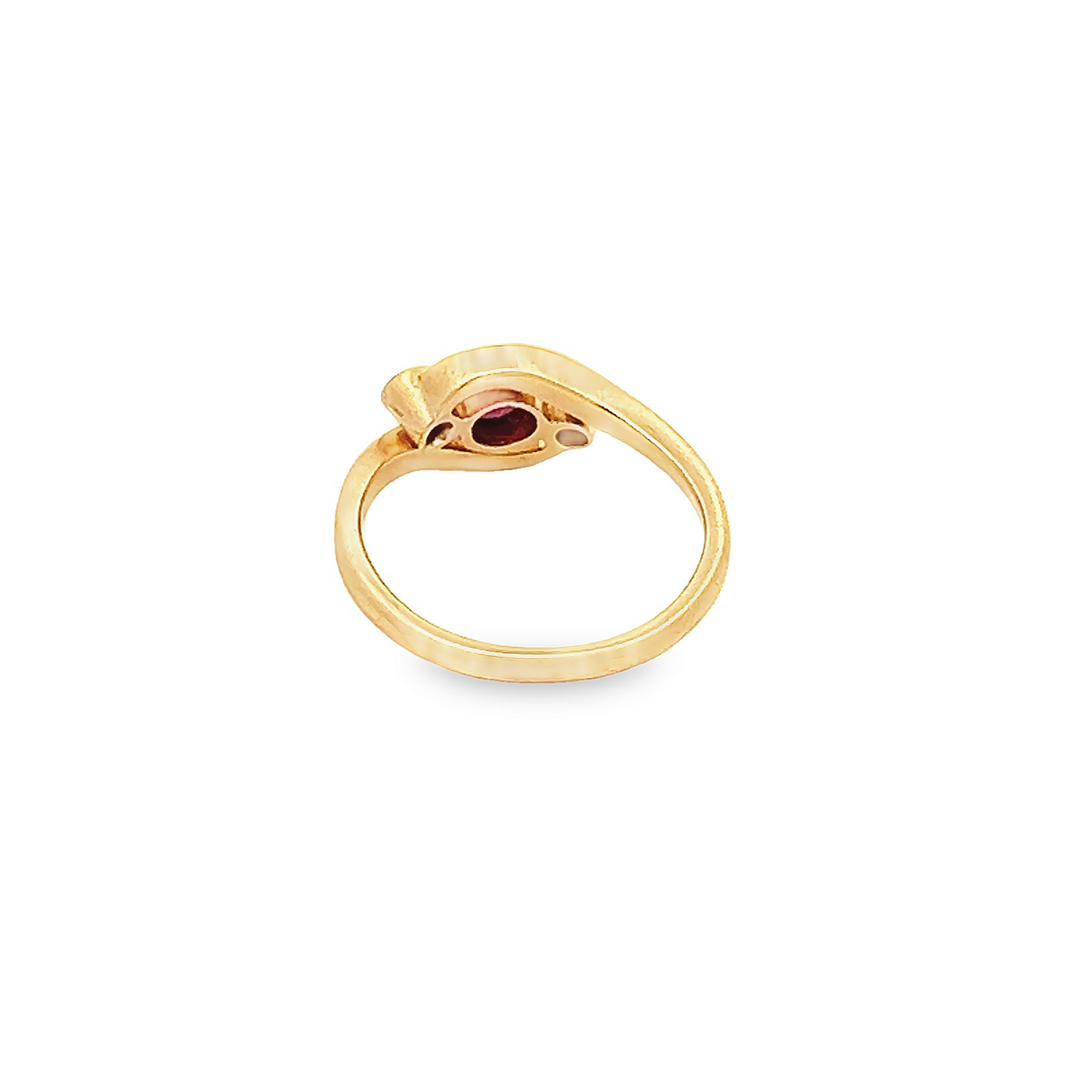 Antique Ruby and Diamond 18ct Gold and Platinum Trilogy Crossover Ring.