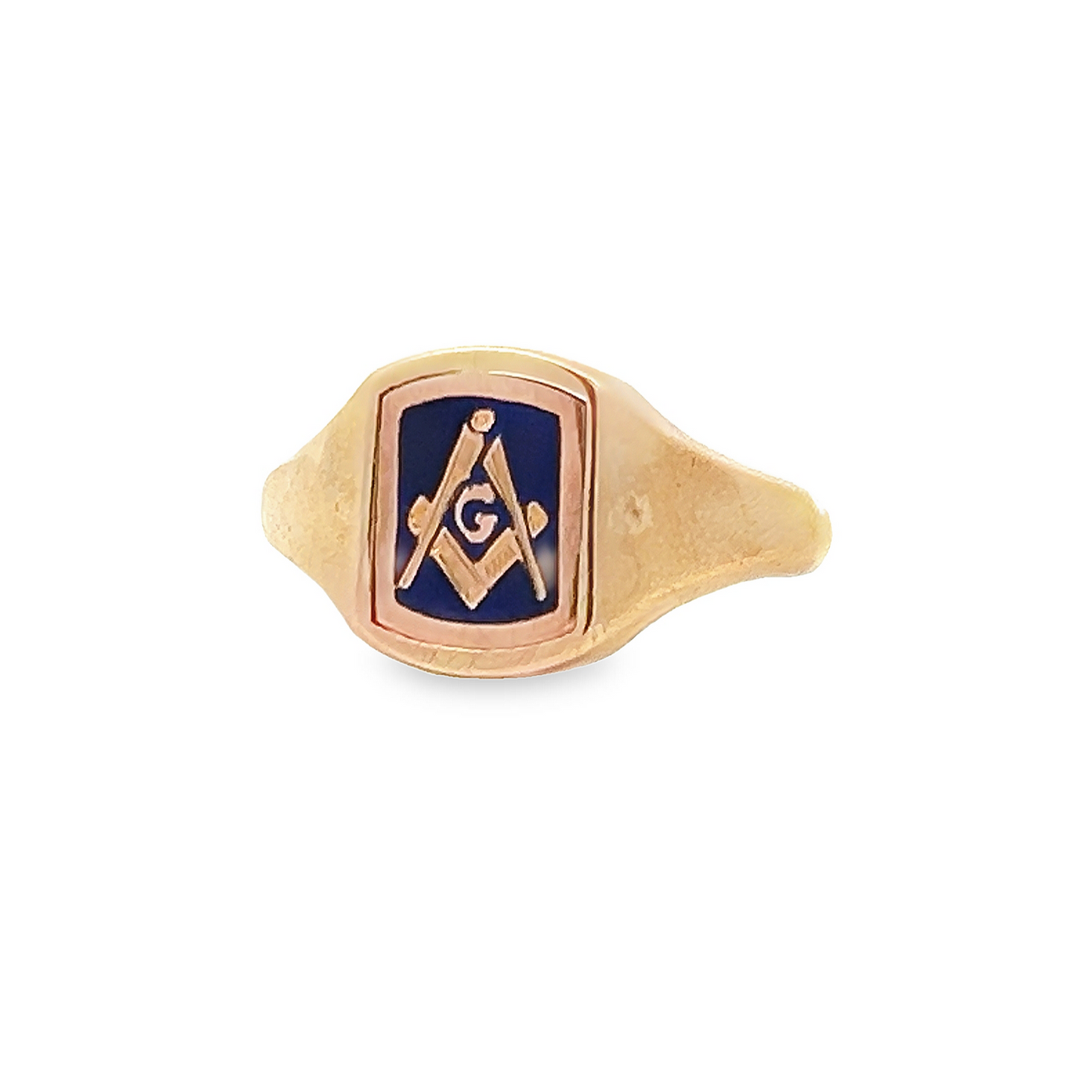 Vintage Enamel Masonic 'Swivelling' 9ct Gold Signet Ring