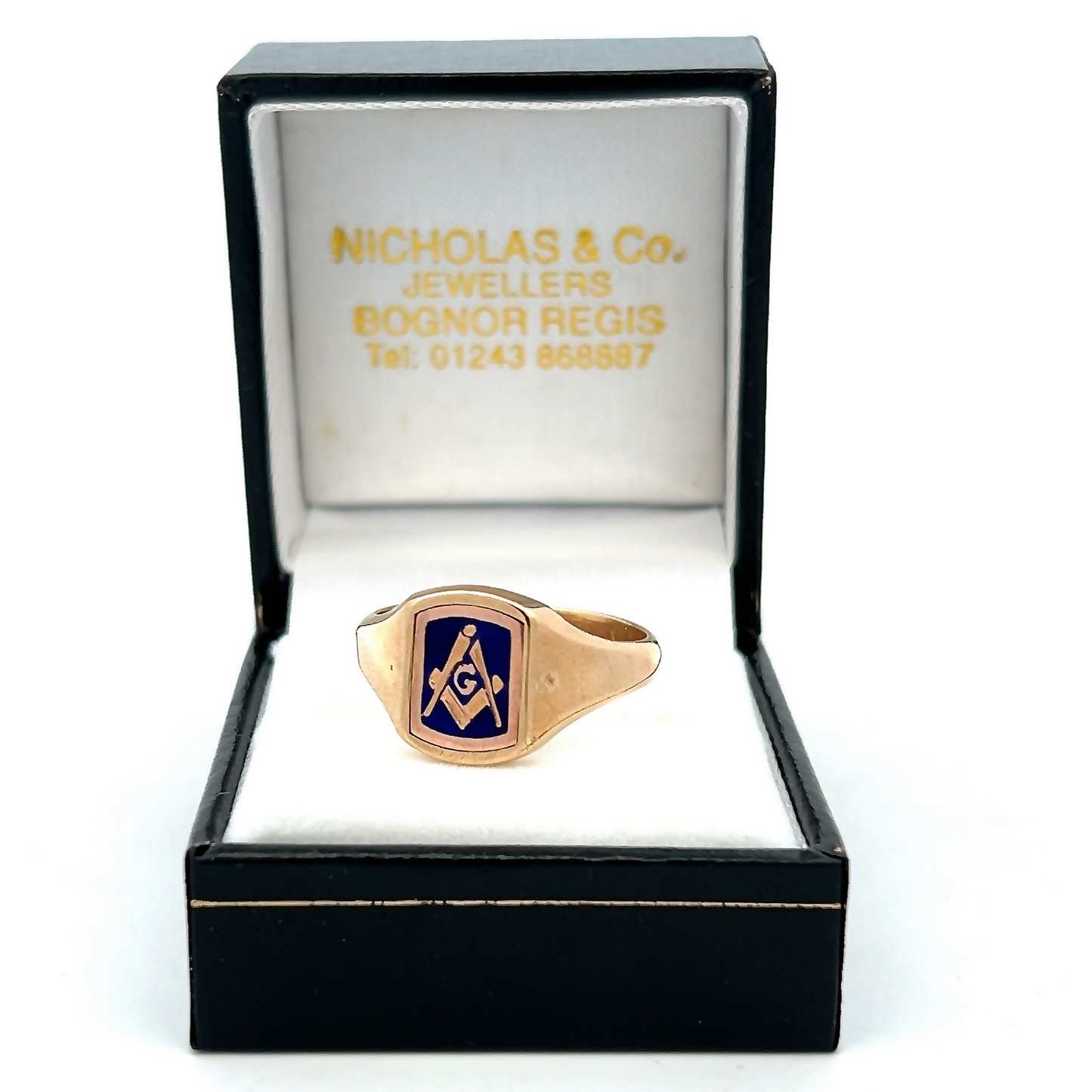 Vintage Enamel Masonic 'Swivelling' 9ct Gold Signet Ring