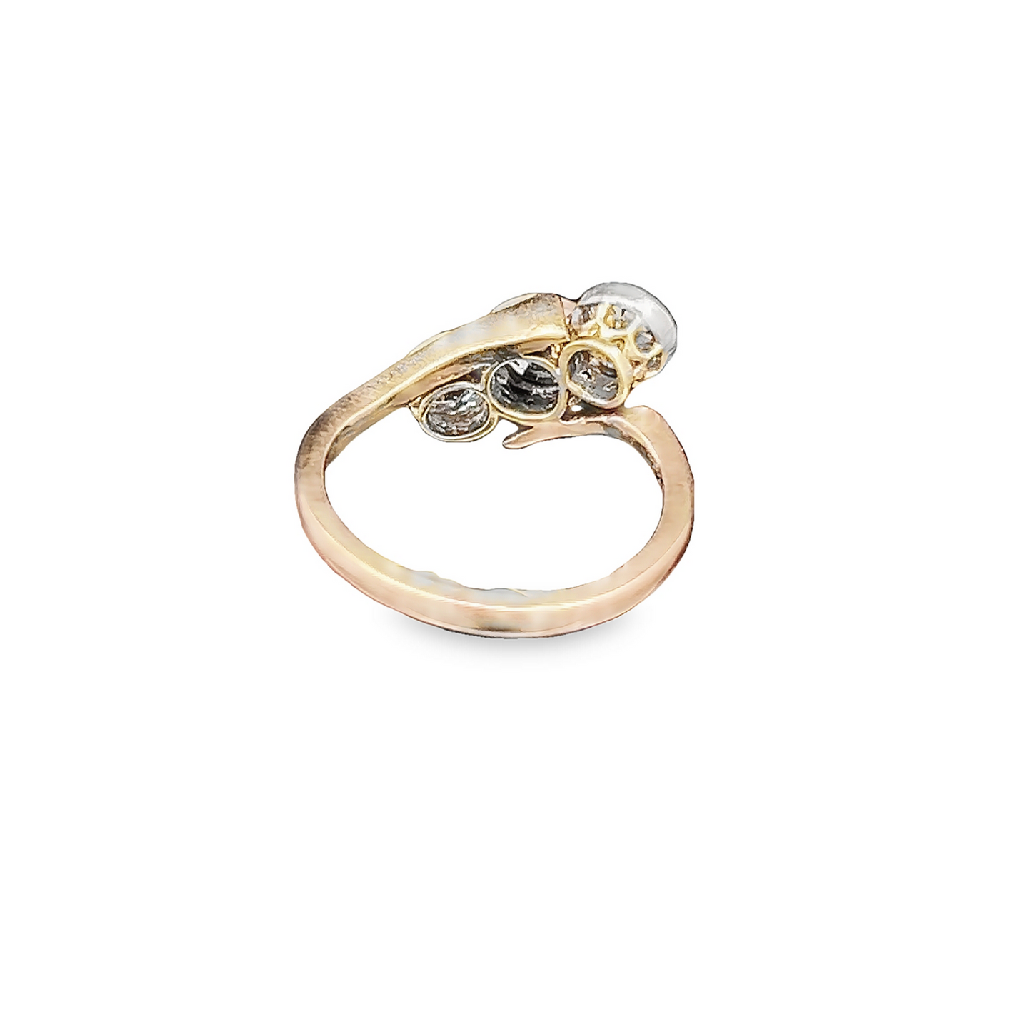 Antique Art Nouveau Diamond 18ct Gold Crossover Trilogy Ring