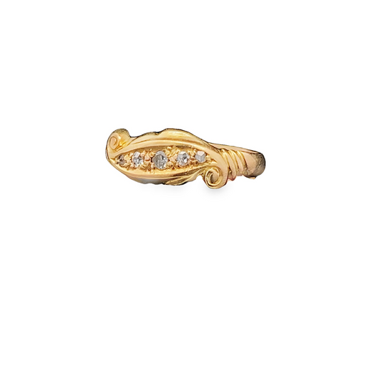 Antique Edwardian Five Stone Diamond 18ct Gold Ring