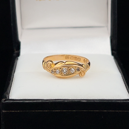 Antique Edwardian Five Stone Diamond 18ct Gold Ring
