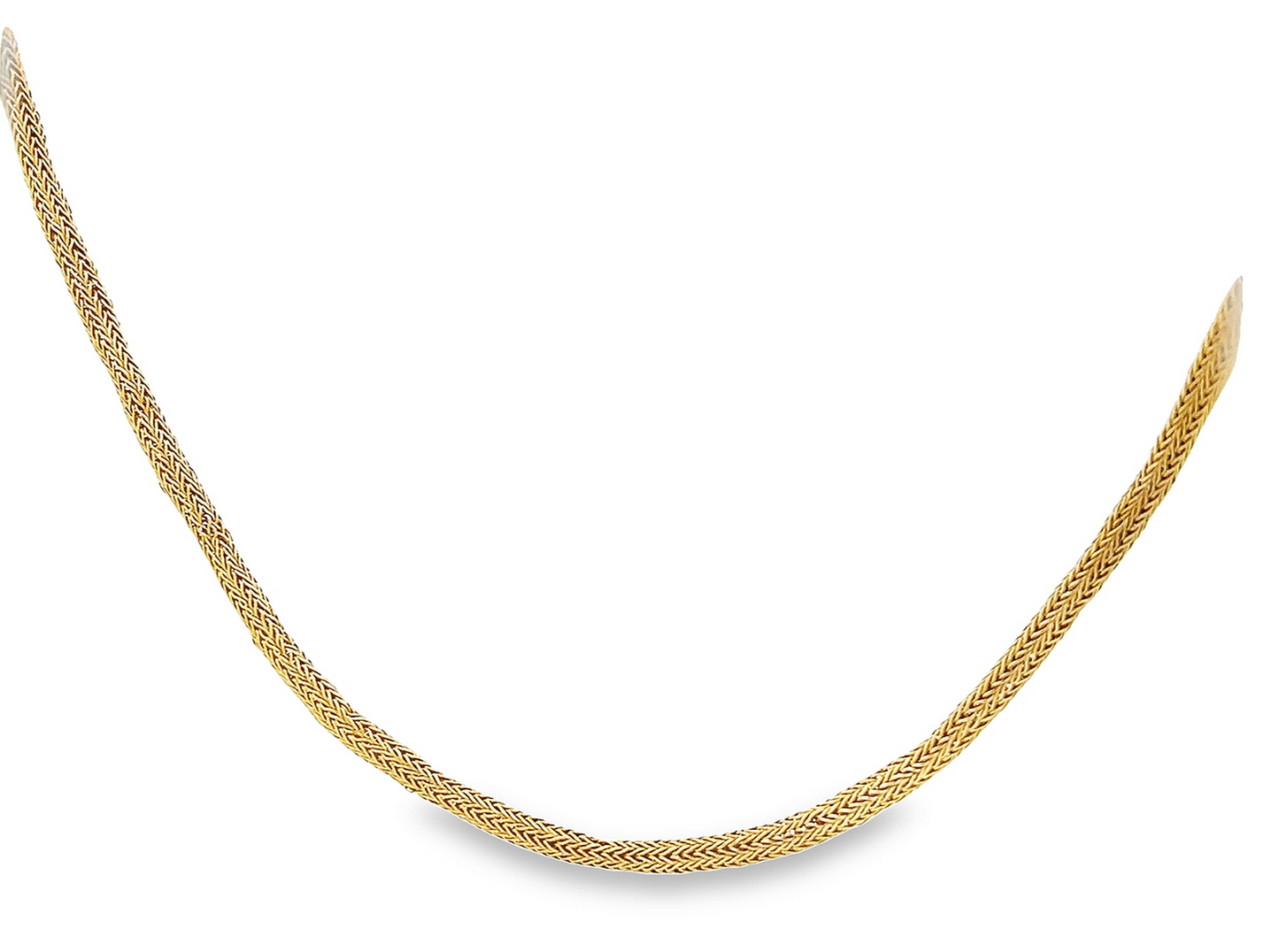 Rare Antique Victorian Etruscan Revival 15ct Gold Woven Link Necklace with Scarab Clasp