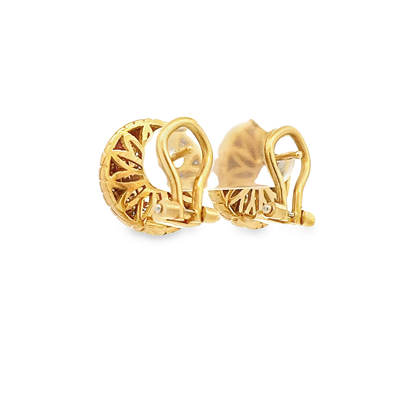 Vintage 18ct Gold Woven Textured Dome / Button Stud Earrings
