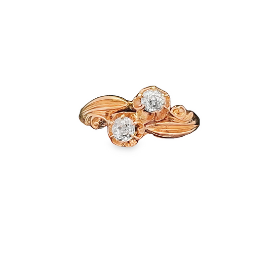 Antique Art Nouveau Diamond 'Toi et Moi' Crossover 22ct Gold Ring