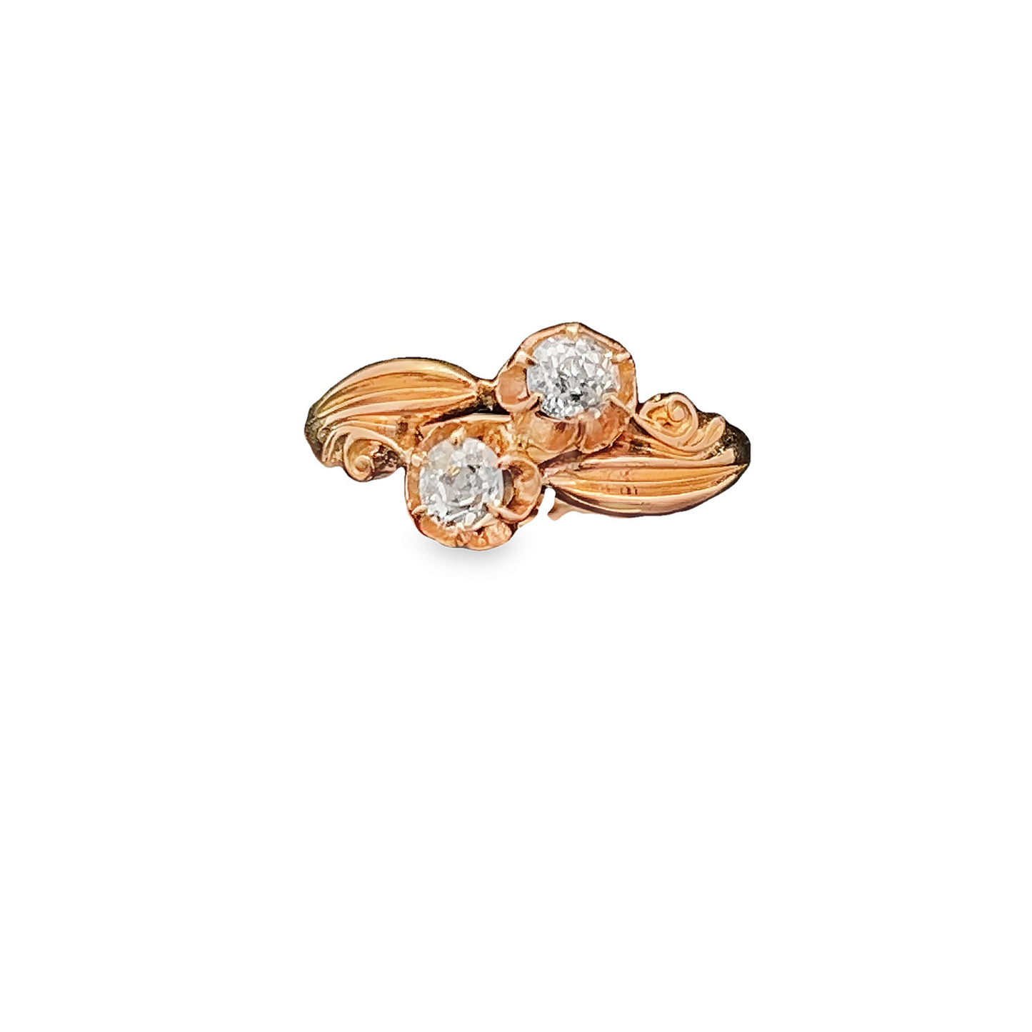 Antique Art Nouveau Diamond 'Toi et Moi' Crossover 22ct Gold Ring