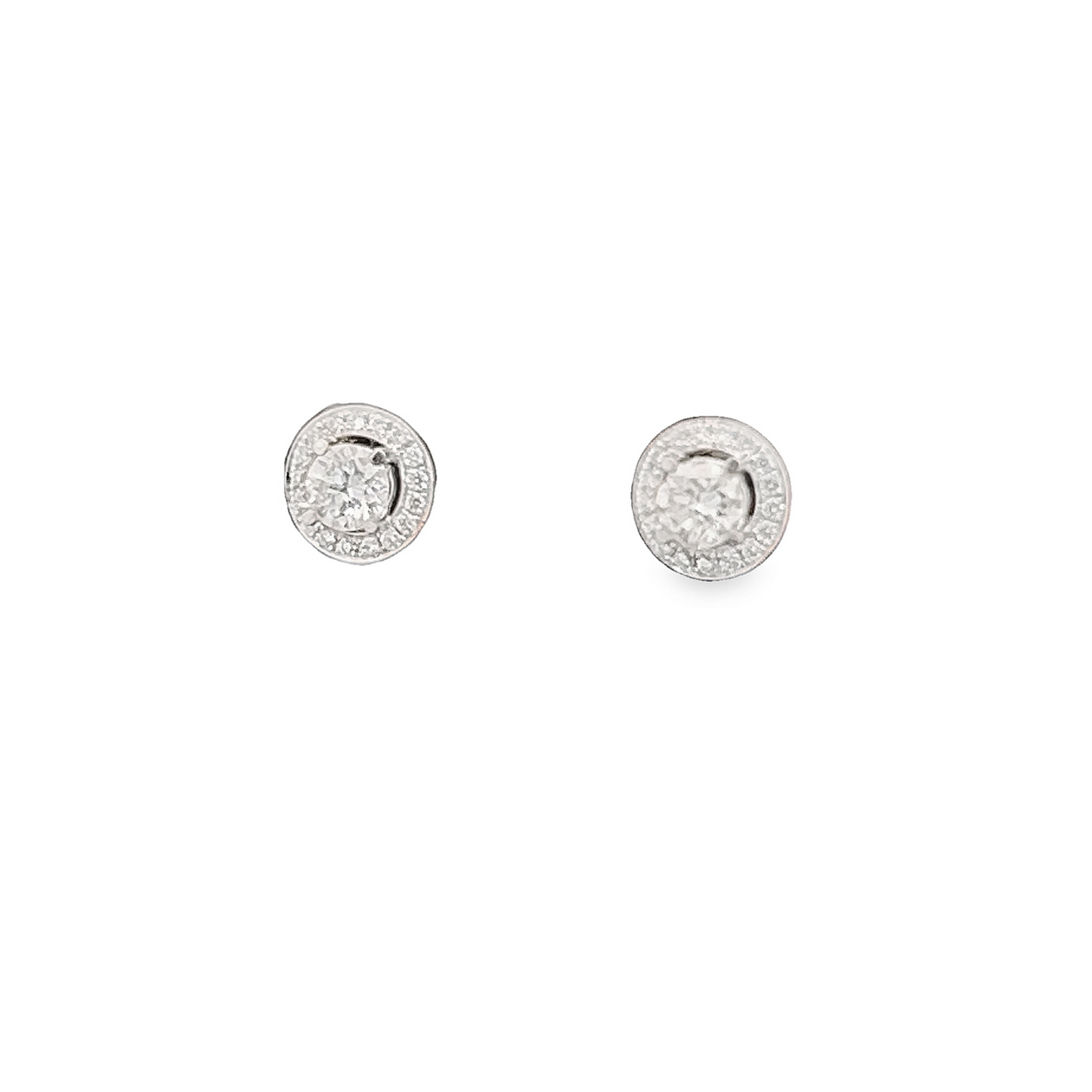 Natural Diamond 18ct White Gold Halo Cluster Earrings
