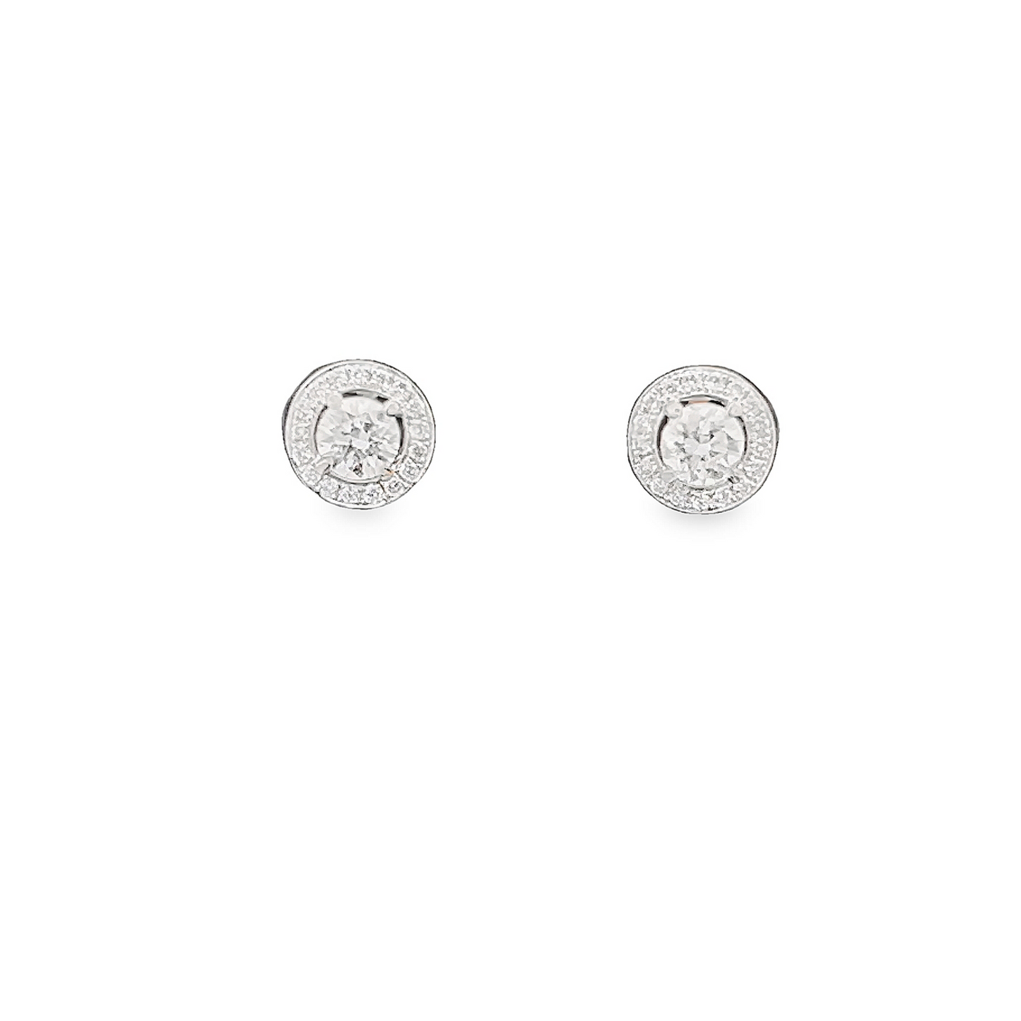 Natural Diamond 18ct White Gold Halo Cluster Earrings