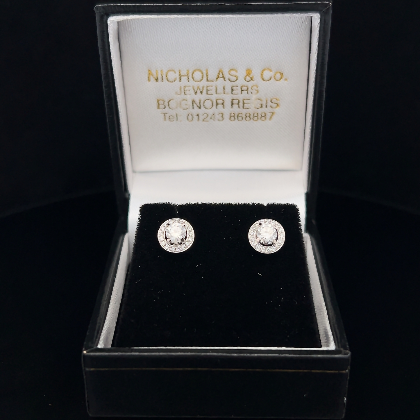 Natural Diamond 18ct White Gold Halo Cluster Earrings