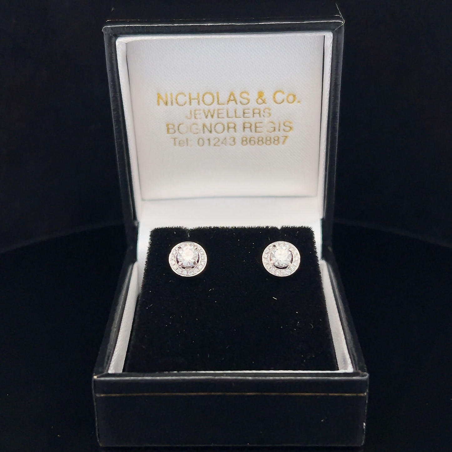 Natural Diamond 18ct White Gold Halo Cluster Earrings
