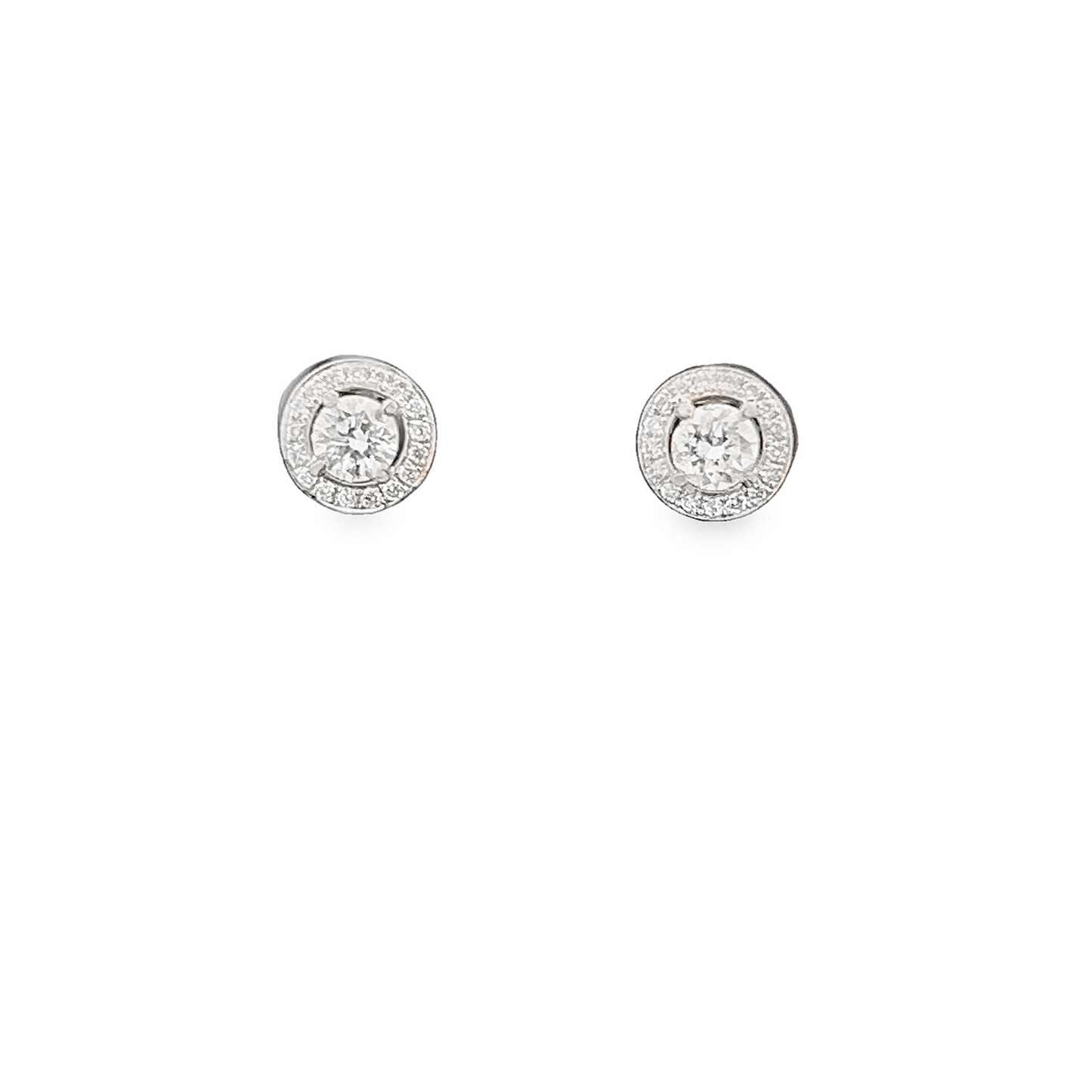 Natural Diamond 18ct White Gold Halo Cluster Earrings