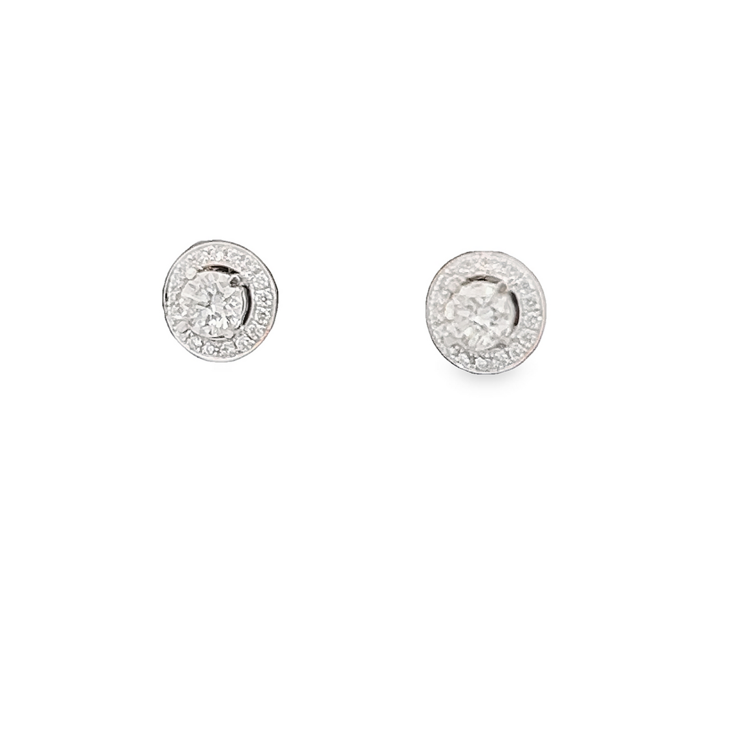Natural Diamond 18ct White Gold Halo Cluster Earrings
