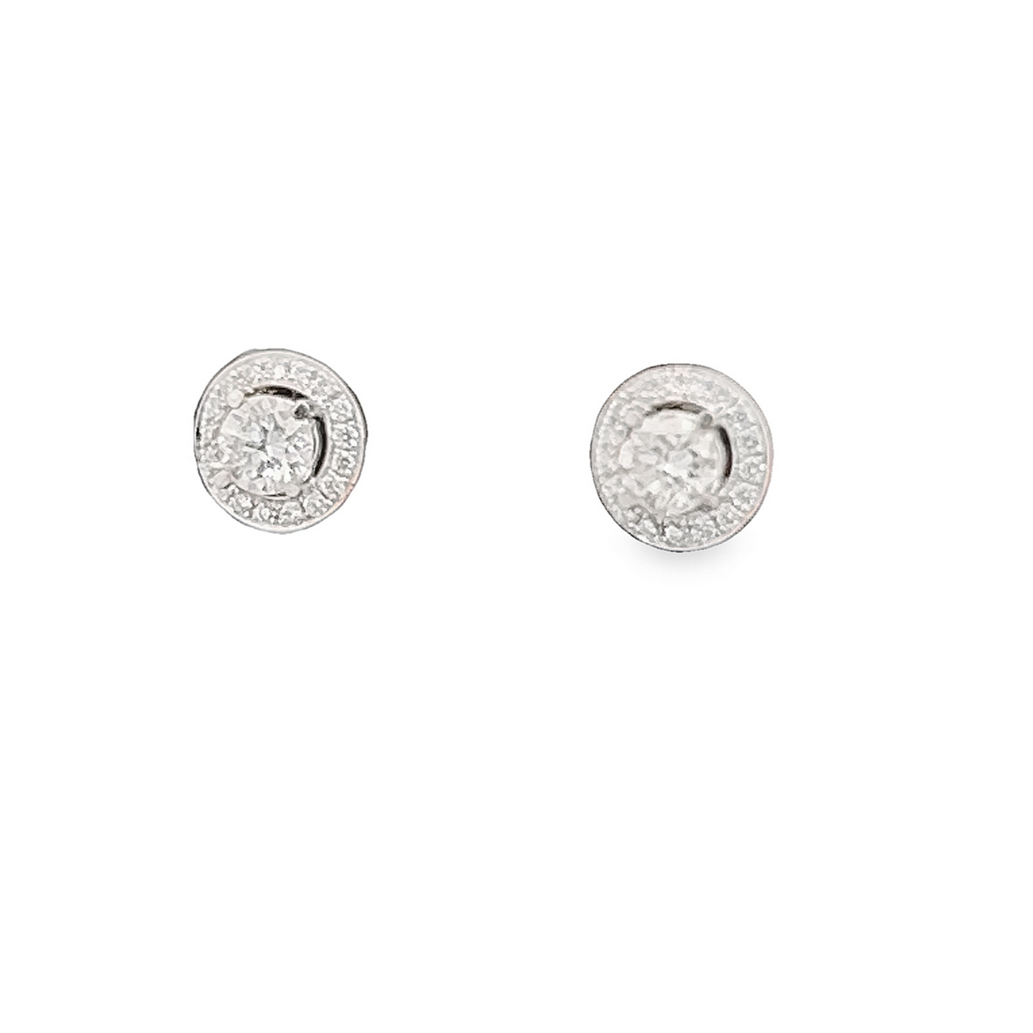 Natural Diamond 18ct White Gold Halo Cluster Earrings