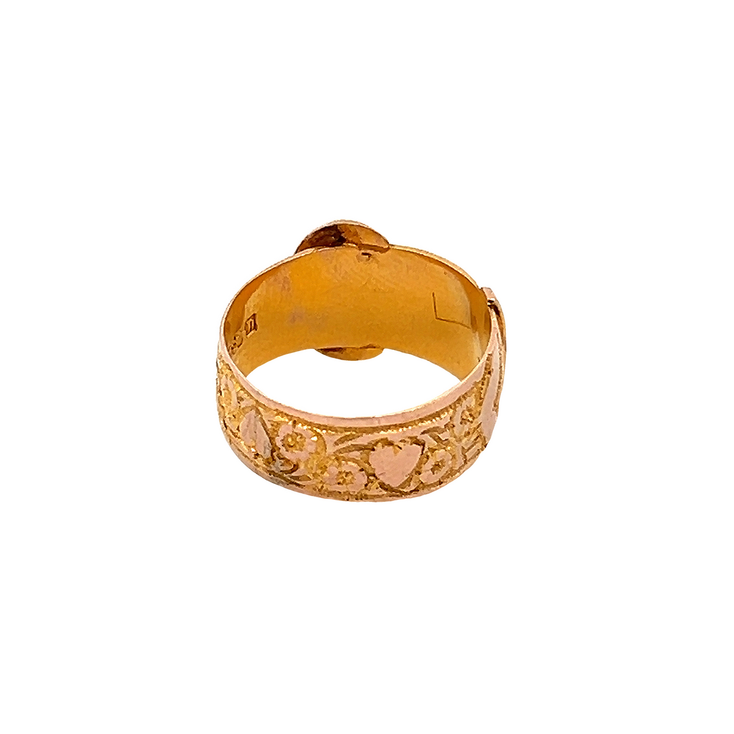 Antique Edwardian 9ct Gold Buckle Ring with Hearts Motif