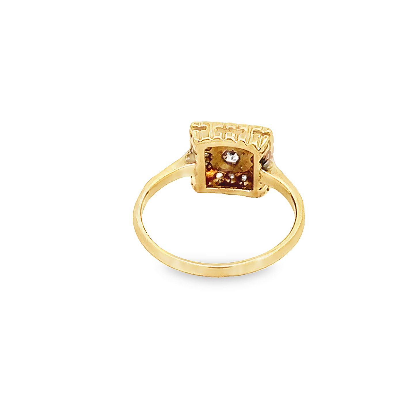 Antique Art Deco Diamond 18ct Gold and Platinum 'Tablet' Ring