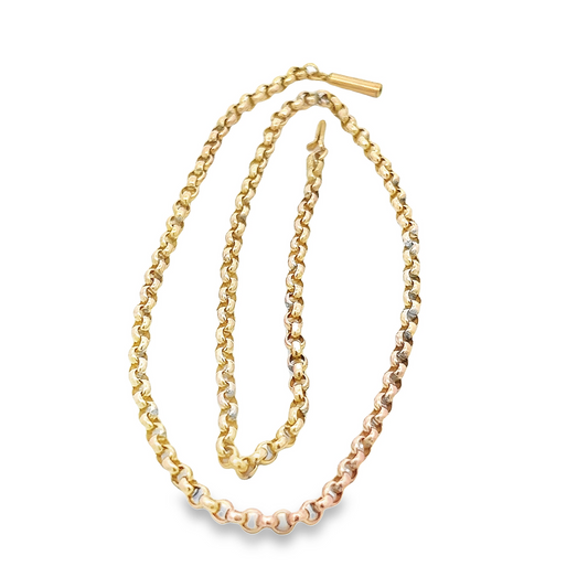 Antique 9ct Yellow Gold Edwardian Faceted Round Belcher Chain
