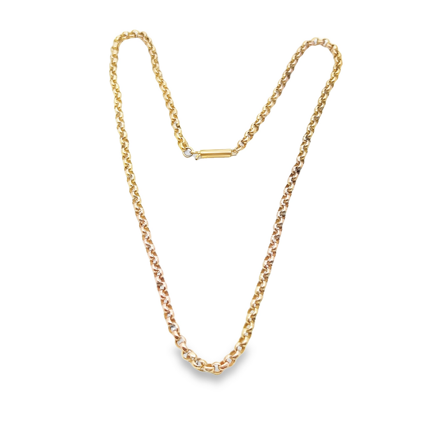 Antique 9ct Yellow Gold Edwardian Faceted Round Belcher Chain