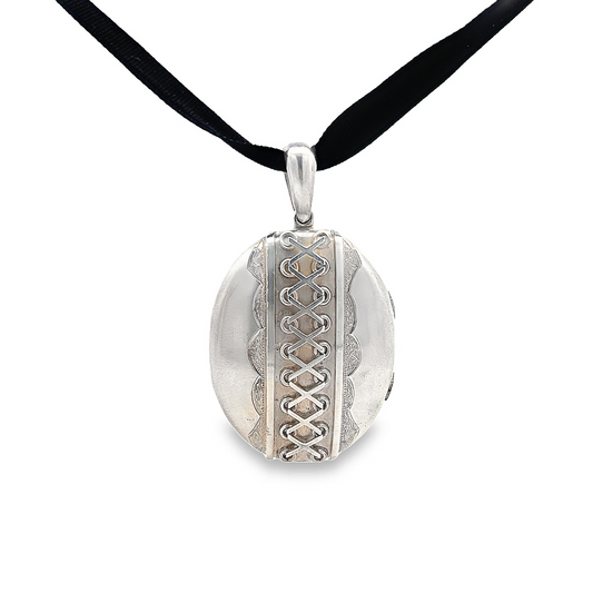 Antique Victorian Sterling Silver Oval Locket