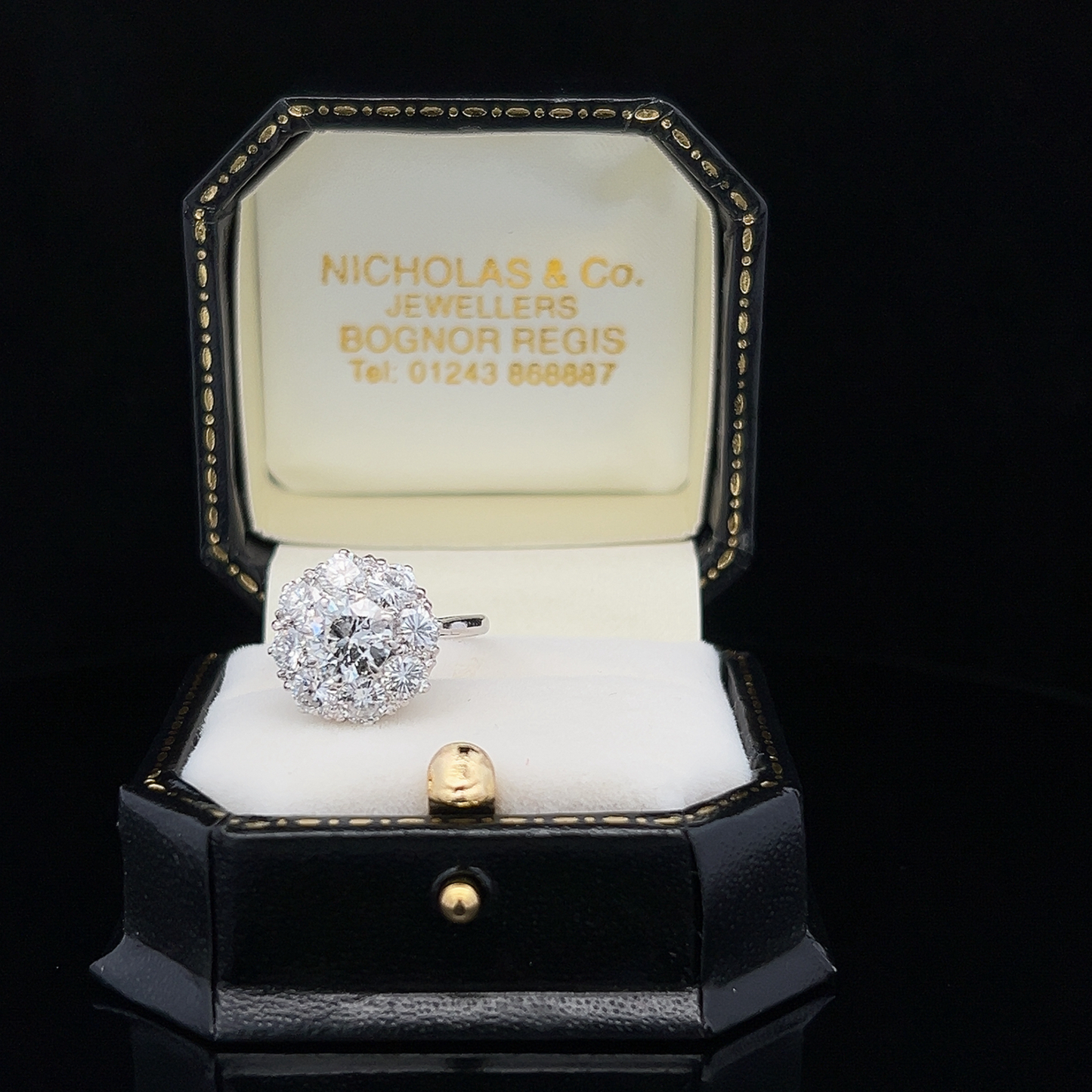 Vintage Natural 2.75ct TDW Diamond Platinum and 18ct White Gold Daisy Cluster Ring