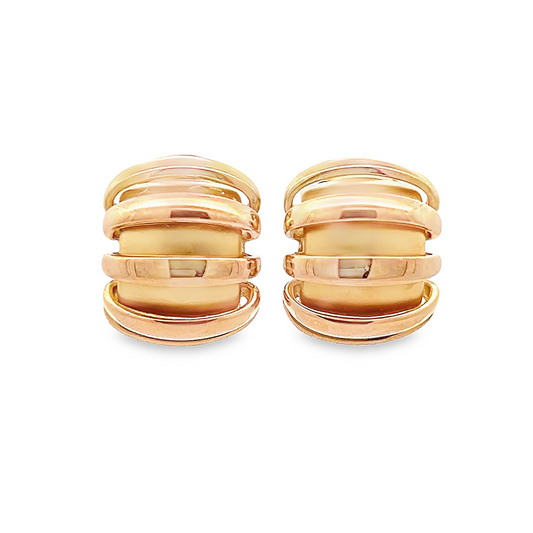 Vintage Matte and Polished 18ct Yellow Gold Hoop Earrings by Charles Garnier