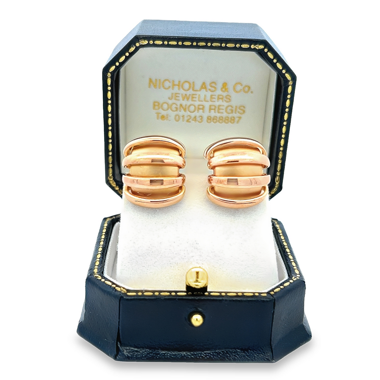 Vintage Matte and Polished 18ct Yellow Gold Hoop Earrings by Charles Garnier