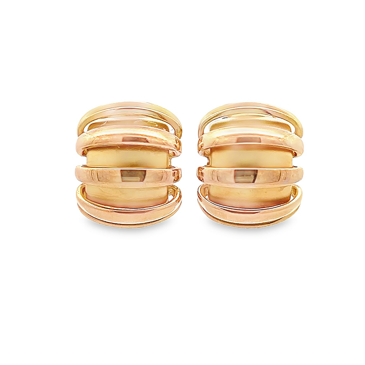 Vintage Matte and Polished 18ct Yellow Gold Hoop Earrings by Charles Garnier