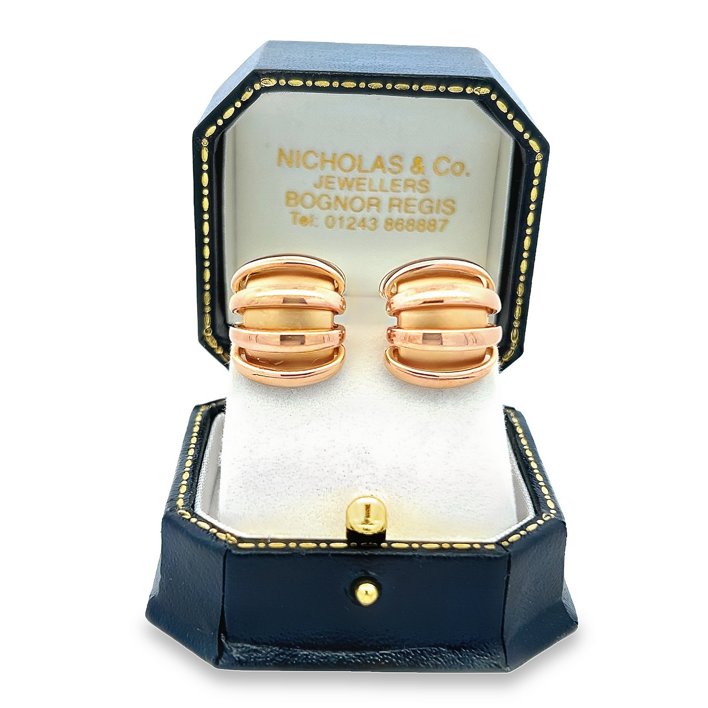 Vintage Matte and Polished 18ct Yellow Gold Hoop Earrings by Charles Garnier