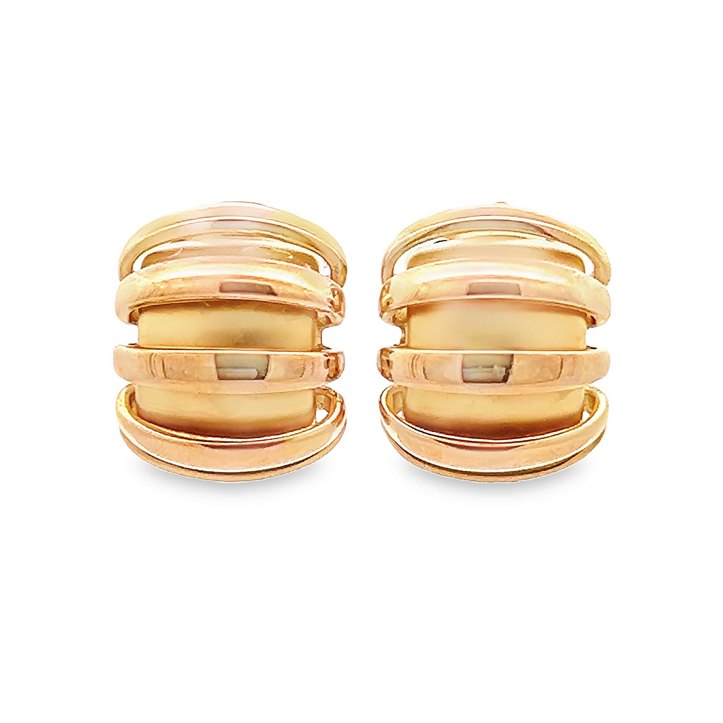 Vintage Matte and Polished 18ct Yellow Gold Hoop Earrings by Charles Garnier