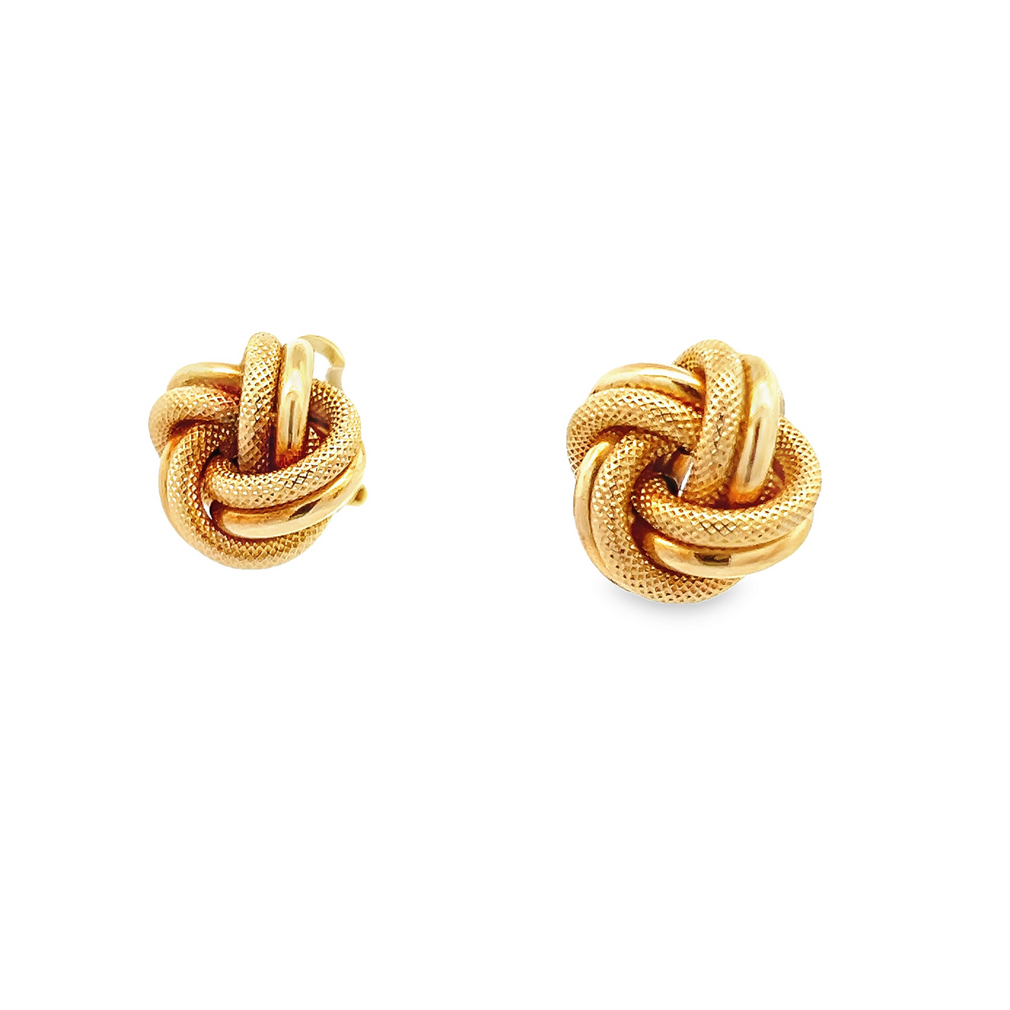 Vintage Textured & Polished 18ct Yellow Gold Large Knot Earrings