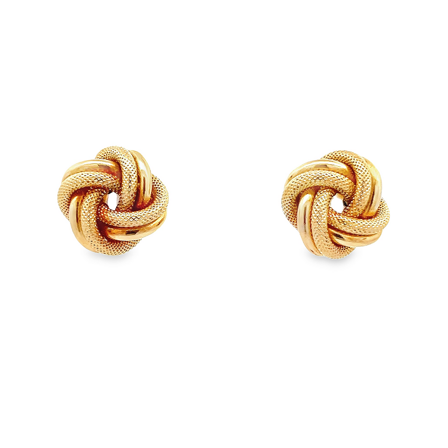 Vintage Textured & Polished 18ct Yellow Gold Large Knot Earrings