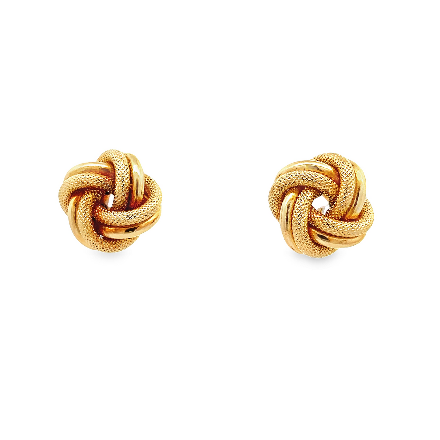 Vintage Textured & Polished 18ct Yellow Gold Large Knot Earrings