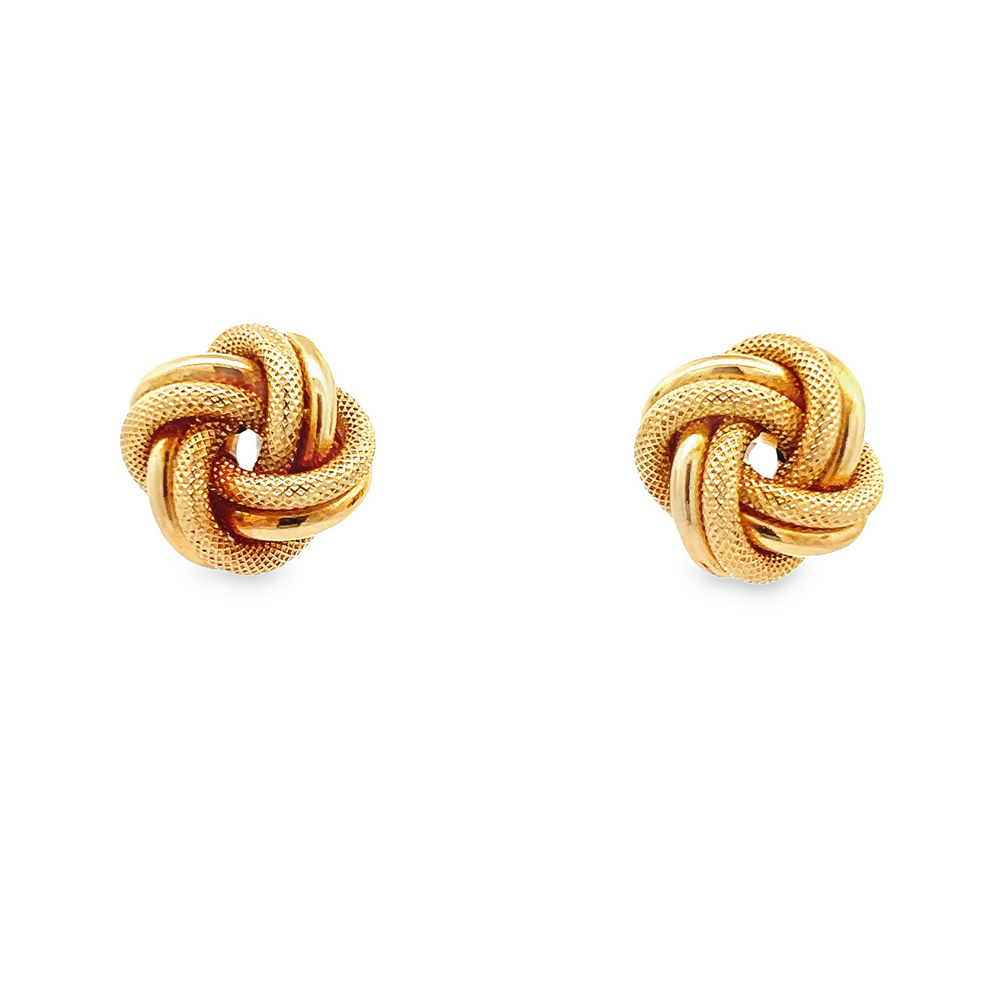 Vintage Textured & Polished 18ct Yellow Gold Large Knot Earrings