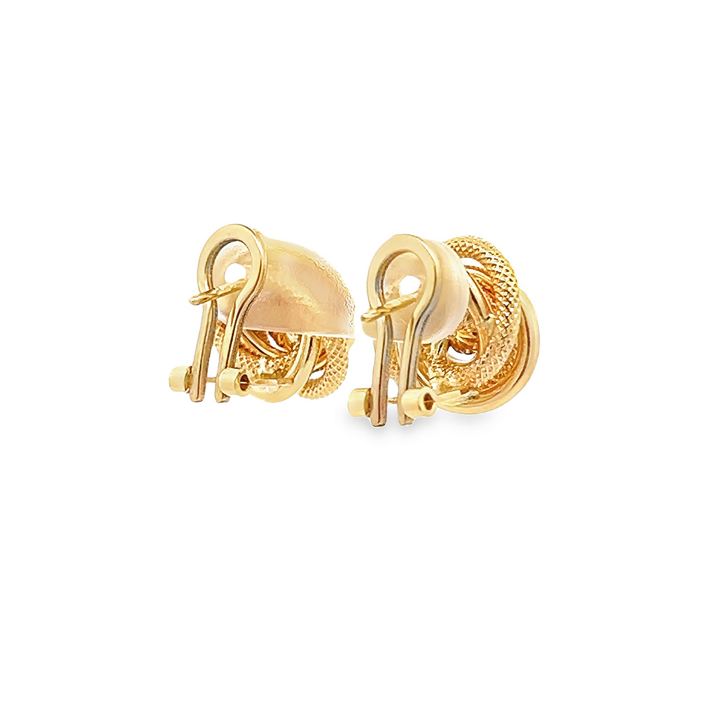Vintage Cultured Pearl within Textured and Polished 18ct Yellow Gold Knot Earrings