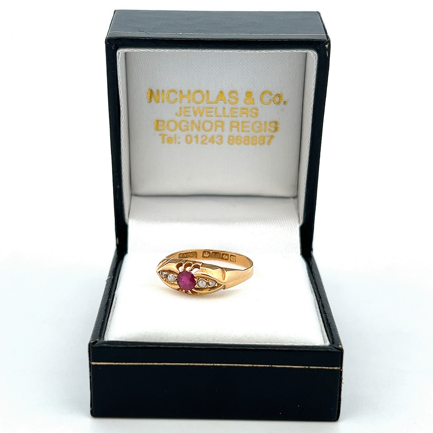 Antique Edwardian Ruby and Diamond 18ct Gold 5 Stone Ring