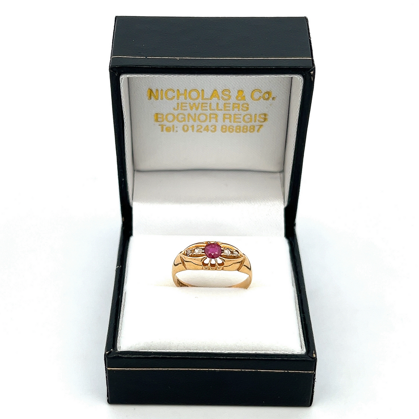 Antique Edwardian Ruby and Diamond 18ct Gold 5 Stone Ring