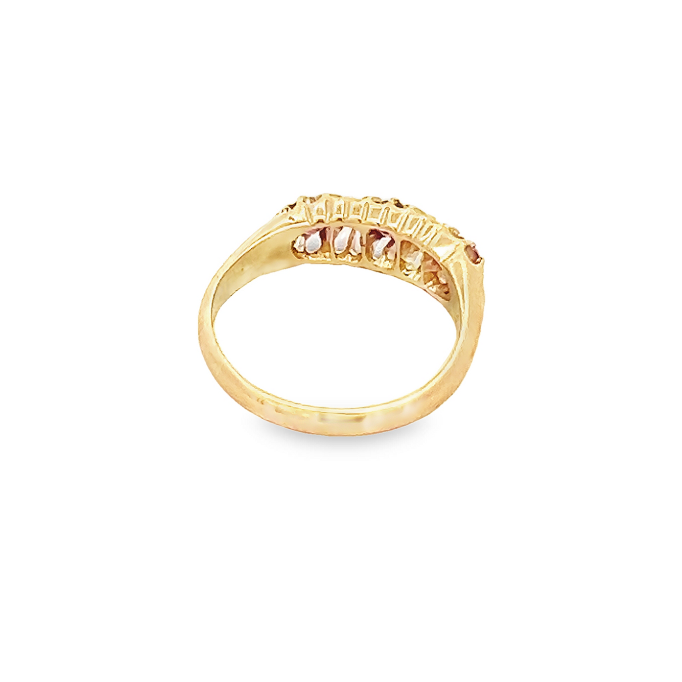 Antique Edwardian Ruby and Diamond 5 Stone 18ct Gold Ring