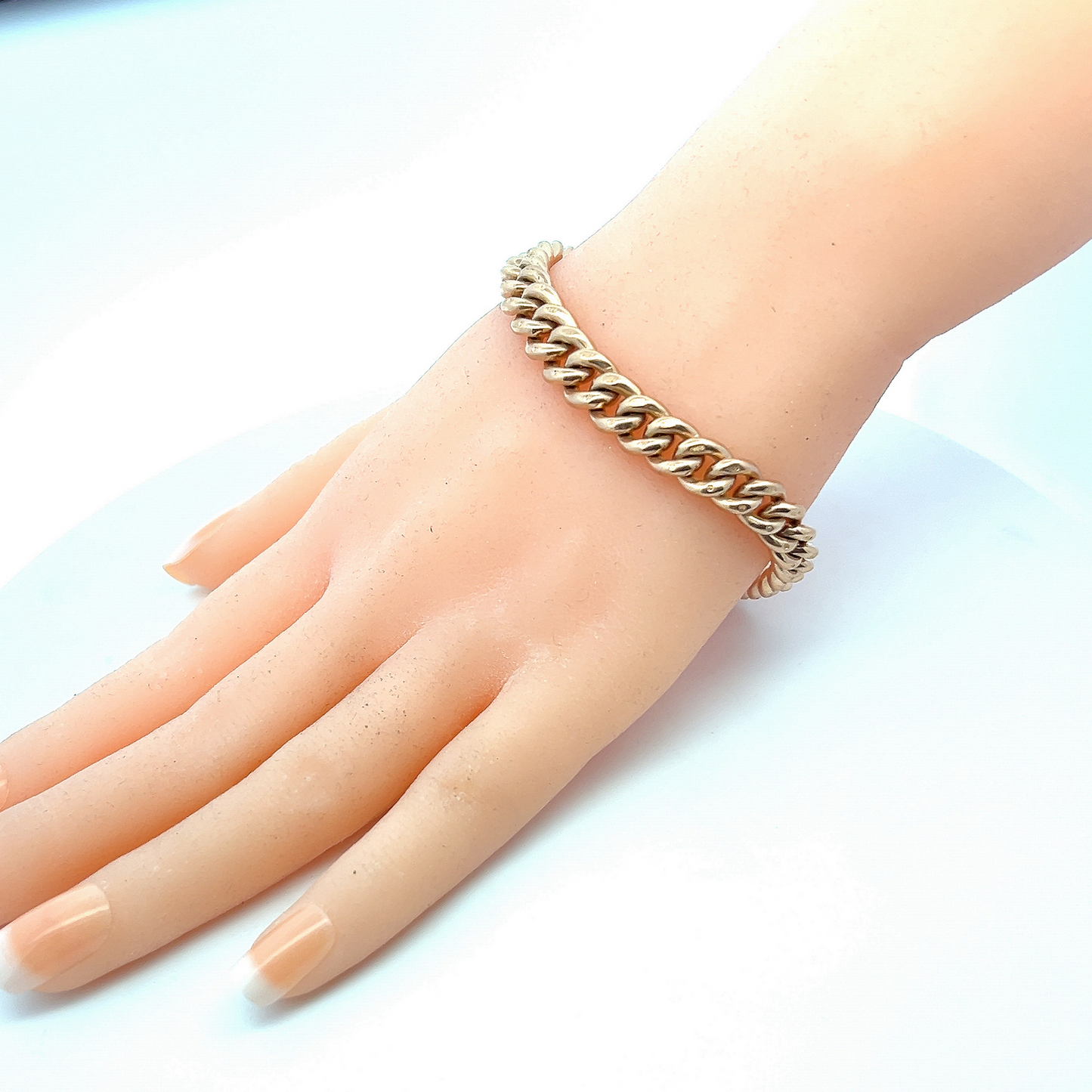 Antique Victorian 9ct Rose Gold Graduated Curb Bracelet with Dog Clip Clasp